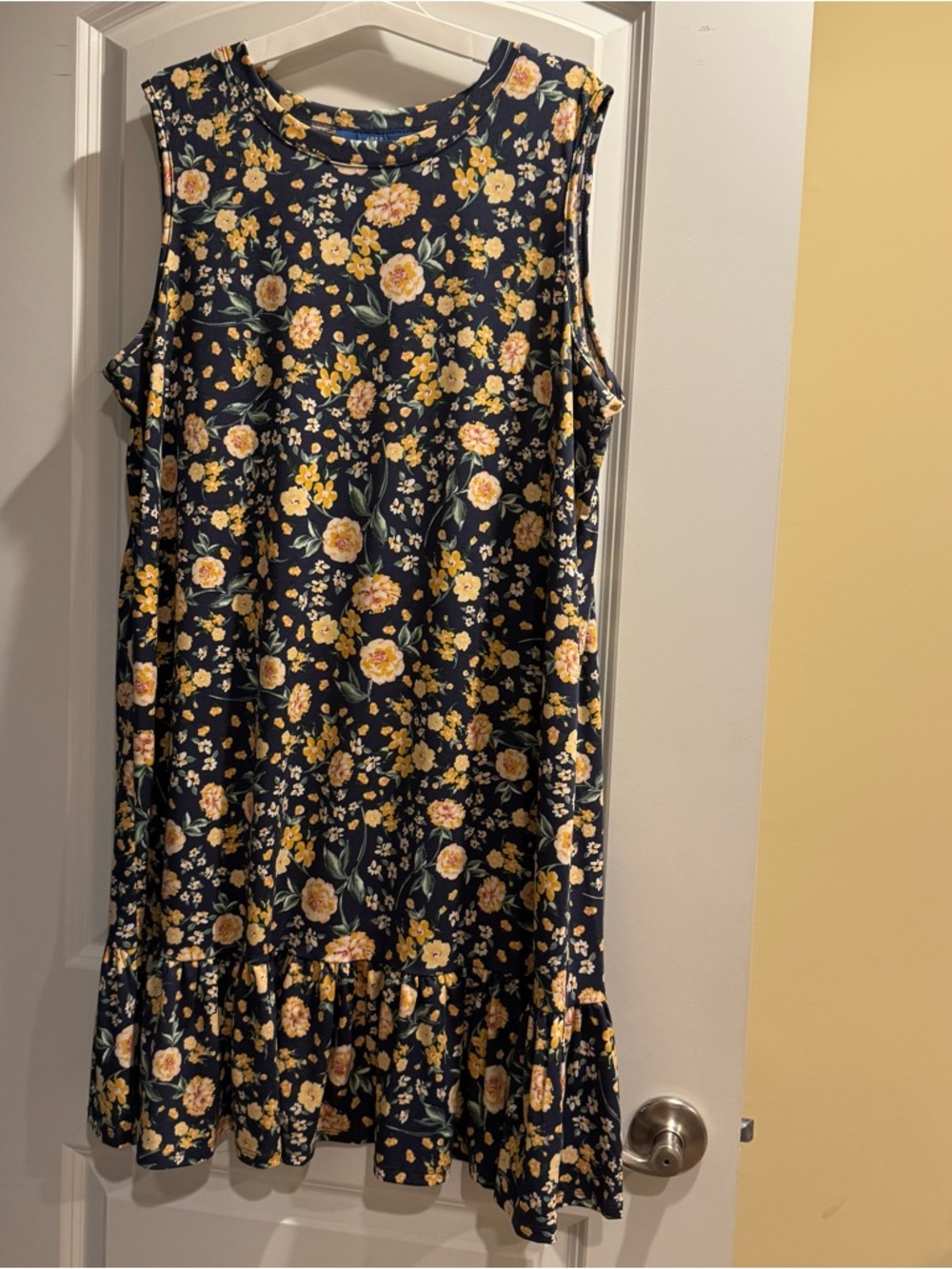 Apt. 9 Navy Floral Sleeveless Ruffle-Hem Mini Dress